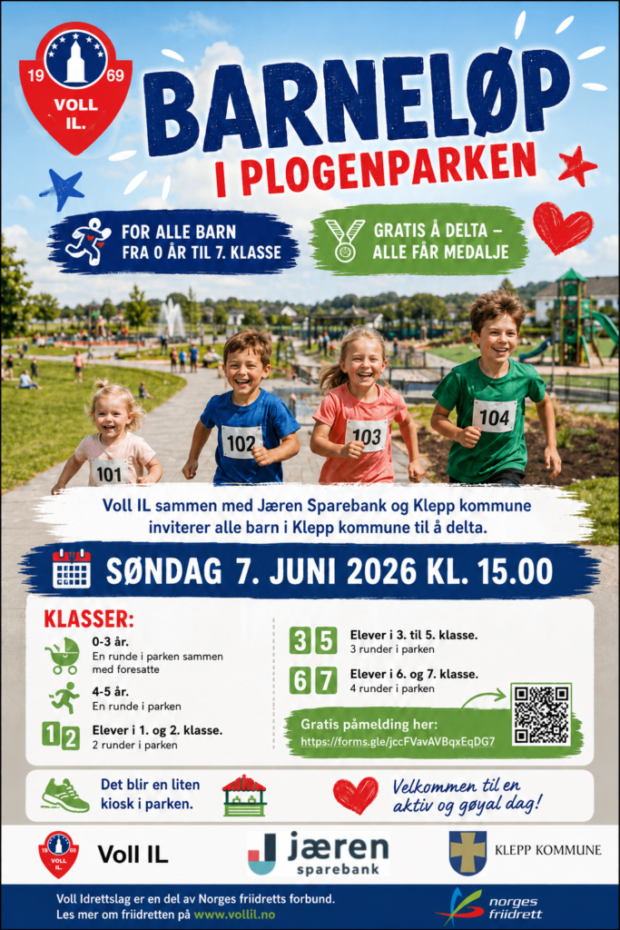 Barneløp i Plogenparken 7.juni!